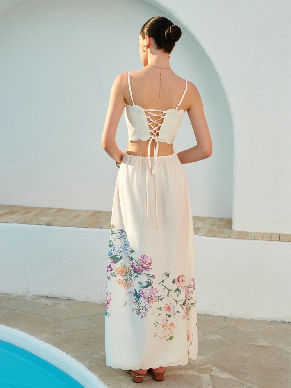 Commense Cream Floral Scalloped Maxi Dress - Picture 5 of 8